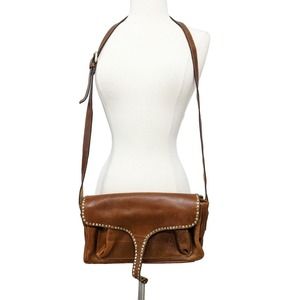 LUXEORIA Genuine Leather Crossbody Sling Bag Purse Studs Women Classy Brown